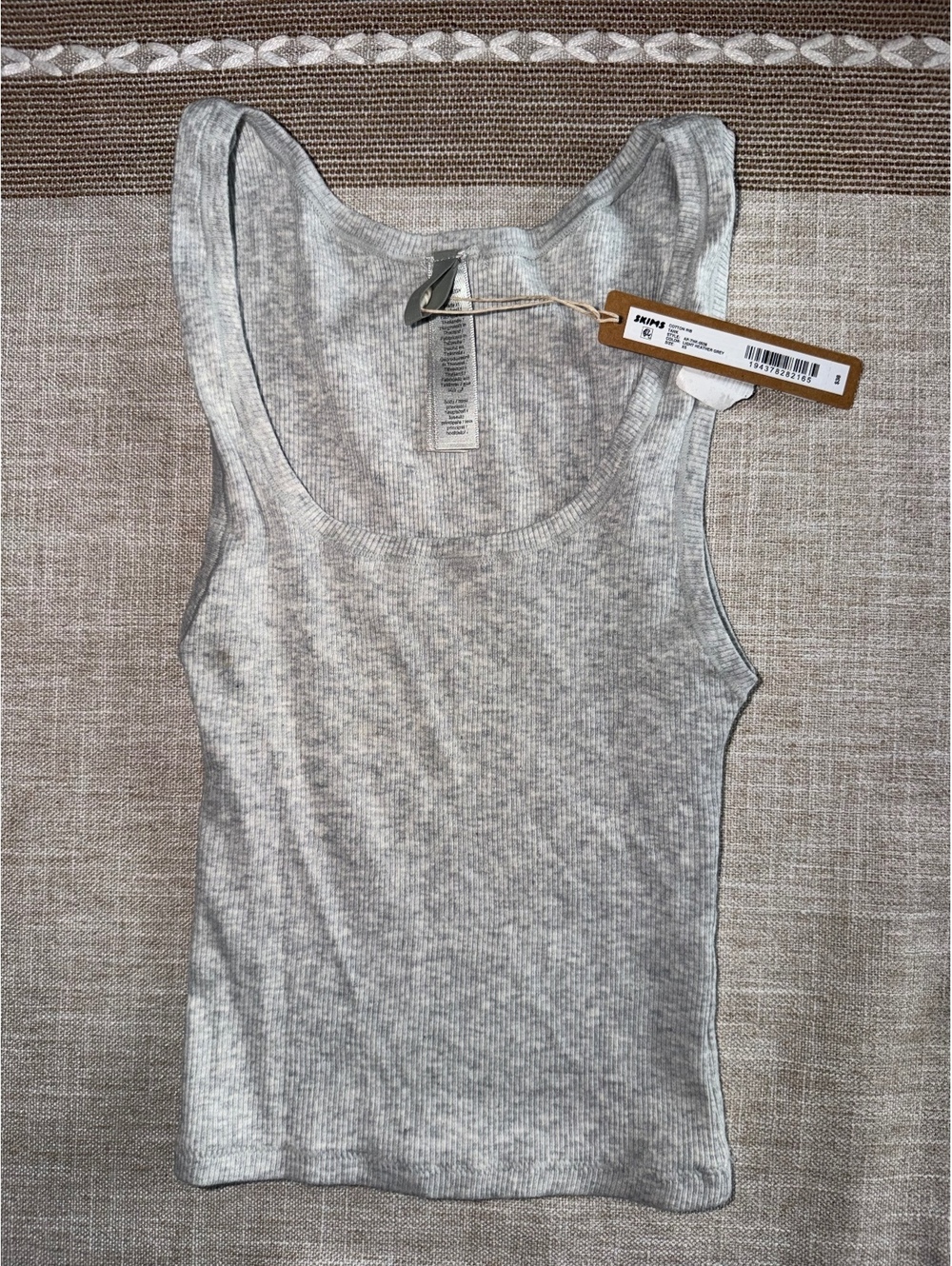 SKIMS Cotton Rib Tank Top Light Heather Grey XS